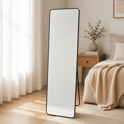 B&Q -  150X40Cm Full Length Mirror Black Frame Freestanding Bedroom Dressing Mirror
