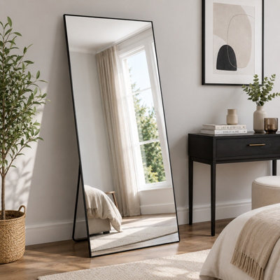 Gr8 Home Large 165 X 60Cm Black Framed Full Length Freestanding Rectangular Mirror from B&Q