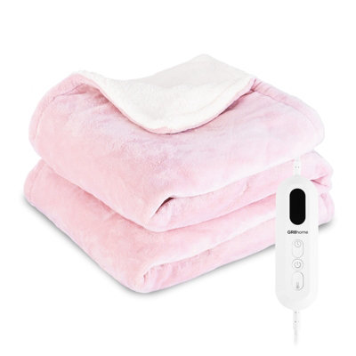 B&Q -  Electric Heated Blanket Pink 160X130Cm Adjustable Heat Settings Washable Throw