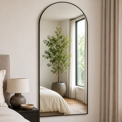Gr8 Home 165 X 60Cm Arched Full Length Mirror Black Aluminium Wall Mounted from B&Q