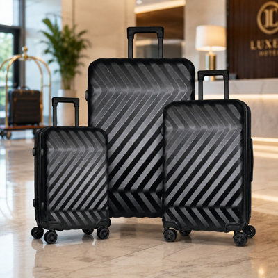 Gr8 Home 3 Piece Black Hard Shell Luggage Set Tsa Lock - Image 4