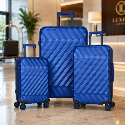 Gr8 Home 3 Piece Hard Shell Luggage Suitcase Set Cabin Medium Large Tsa Lock Blue - Blue - Image 4