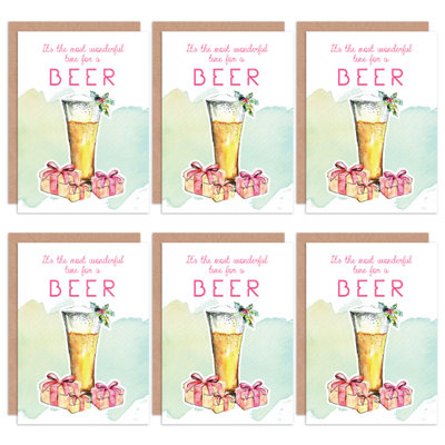 Artery8 Set Of 6 Christmas Cards Funny Tipsy Set Xmas from B&Q