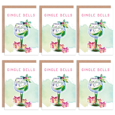 Artery8 Set Of 6 Christmas Cards Christmas Gin Tipsy Coo Funny Cards Set Cards from B&Q