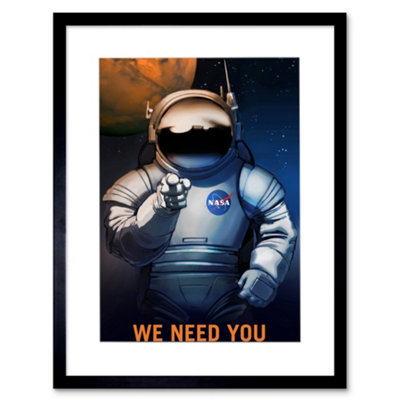 Artery8 Nasa Space Job Advert We Need You Home Decor 12X16" Framed Wall Art Print from B&Q
