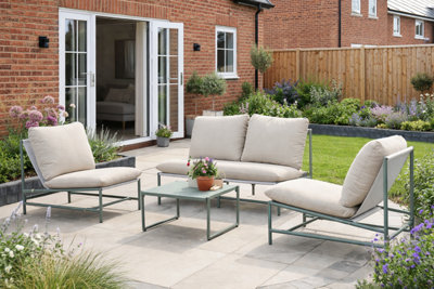 Kettler Leaf Lounge Set Aluminium 2 Seat Sofa2 Lounge Chairs And Coffee Table from B&Q