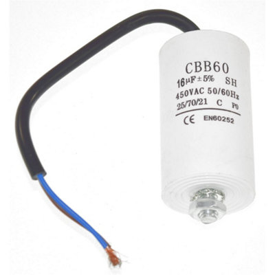 Universal 16Uf Capacitor With 18Cm Cable Connectors By Ufixt from B&Q