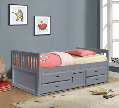 B&Q -  3Ft Grey Wooden Captains Cabin Bed With Drawers And Storage