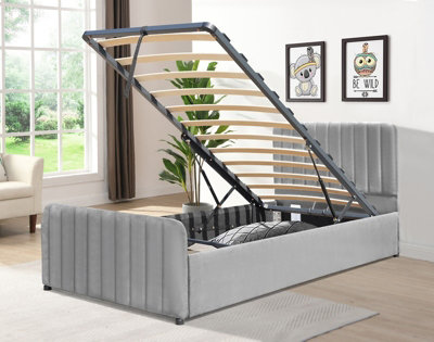 Comfy Living 3Ft Light Grey Brushed Velvet Gas Lift Ottoman Bedframe from B&Q