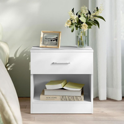 Comfy Living White High Gloss Bedside Table from B&Q