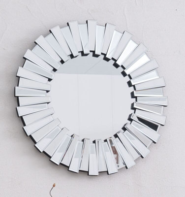 Comfy Living Modern 3D Sunburst Round Mirror 60Cm from B&Q