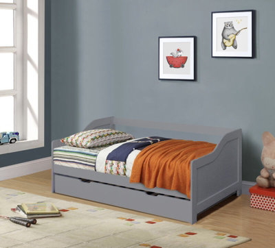 Comfy Living 3Ft Single Grey Wooden Trundle Bed from B&Q