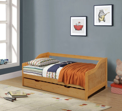 Comfy Living 3Ft Single Caramel Wooden Trundle Bed from B&Q