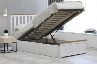 Comfy Living 3Ft White Wooden Gas Lift Ottoman Storage Bedframe