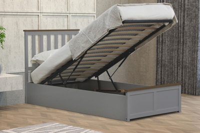 Comfy Living 3Ft Grey Wooden Gas Lift Ottoman Storage Bedframe from B&Q