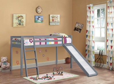 Comfy Living 3Ft Wooden Mid Sleeper In Grey With Slide from B&Q