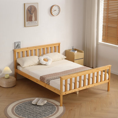 Comfy Living 4Ft6 Caramel Wooden Bed Frame from B&Q