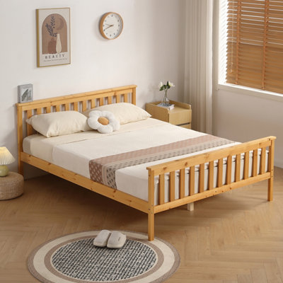 Comfy Living 5Ft Caramel Wooden Bed Frame from B&Q
