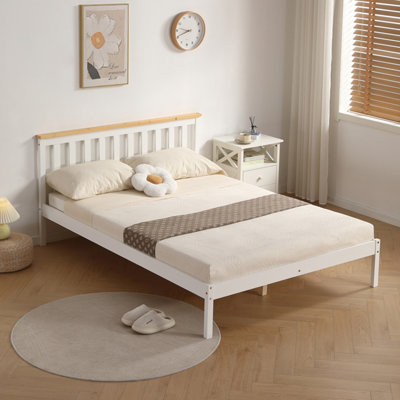 Comfy Living 4Ft6 Medina Wooden Bed Frame In White from B&Q