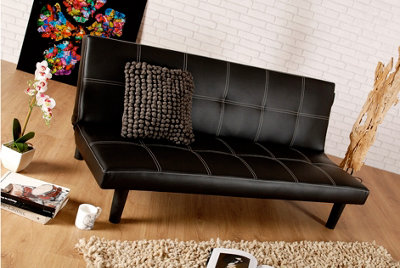 Comfy Living Faux Leather Spencer Sofa Bed In Black from B&Q