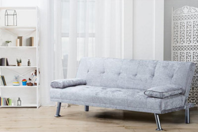 Comfy Living Naples Crushed Velvet Sofa Bed In Silver from B&Q