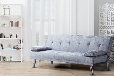 Comfy Living Naples Crushed Velvet Sofa Bed In Steel from B&Q