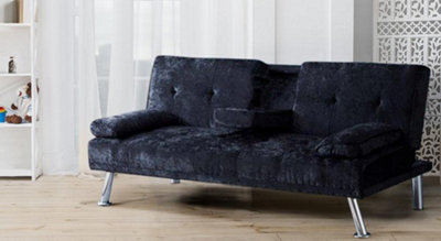 Comfy Living Verona Crushed Velvet Sofa Bed In Black from B&Q