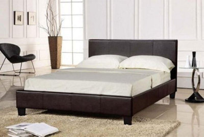 Comfy Living 4Ft6 Prado Faux Leather Bed Frame Black from B&Q