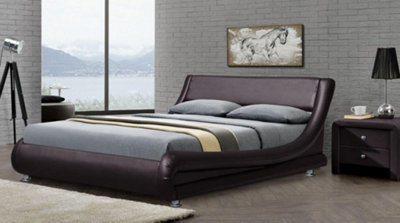 Comfy Living 5Ft Mallorca Faux Leather Bed Frame In Chocolate from B&Q
