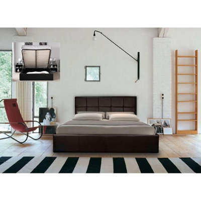 Comfy Living 4Ft6 Chanel Faux Leather Ottoman Storage Bed Chocolate from B&Q