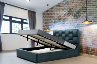 Comfy Living 5Ft Wellington Plush Velvet Ottoman Fabric Bed Frame from B&Q