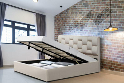 Comfy Living 5Ft Wellington Plush Velvet Ottoman Fabric Bed Frame from B&Q