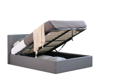 Comfy Living 3Ft Chanel Linen Fabric Storage Ottoman Bed Grey from B&Q