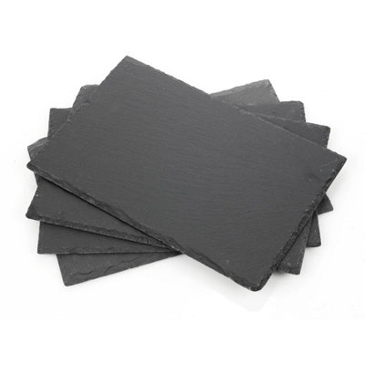 Homiu 4 Pack Natural Slate Placemats Black Tableware30X20Cm Rectangular Serving PlatterHeat Resistant Stone Dinnerware from B&Q