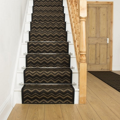 Chevron Stair RunnerHardwearingNon-Slip & Durable Carpet For Stairs & StaircasesMultiple Lengths from B&Q