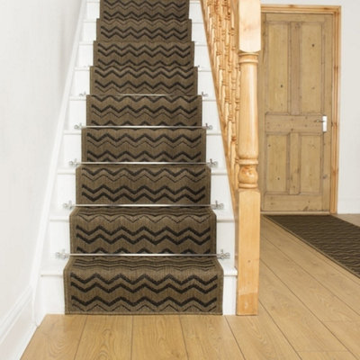 Chevron Stair RunnerHardwearingNon-Slip & Durable Carpet For Stairs & StaircasesMultiple Lengths from B&Q