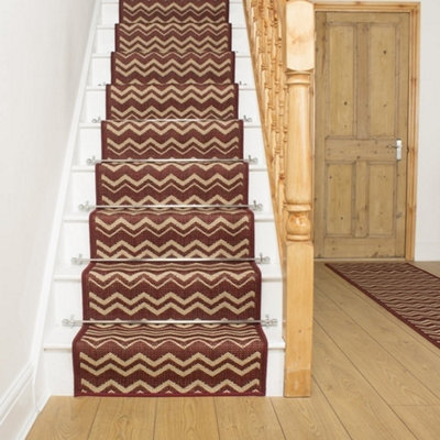 Chevron Stair RunnerHardwearingNon-Slip & Durable Carpet For Stairs & StaircasesMultiple Lengths from B&Q