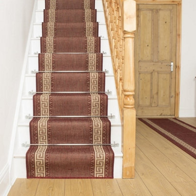 Greek Fret Stair RunnerHardwearingNon-Slip & Durable Carpet For Stairs & StaircasesMultiple Lengths from B&Q