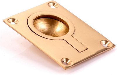  - Large Solid Brass Flush Ring Pull Handle 64mm X 50mm