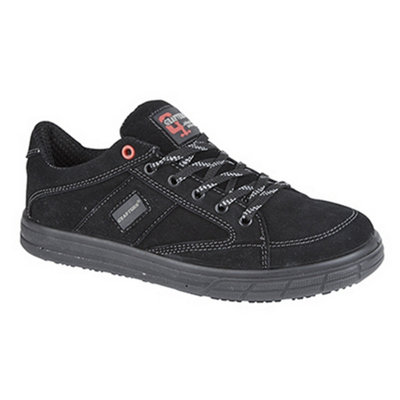  - Grafters Mens Skate Type Toe Cap Safety Trainers Black (3 Uk)