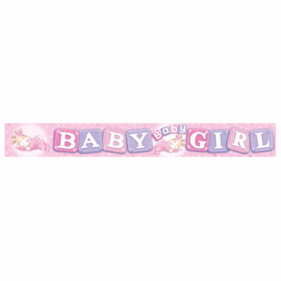 Expression Factory Baby Shower Holographic Foil Banner Light Pink (One Size) from B&Q