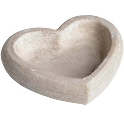 Hill Interiors Cream Stone Heart Dish (One ) 23.5Cm
