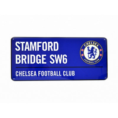 Chelsea Fc Official Football Coloured Metal Street Sign Blue/white (One Size) from B&Q