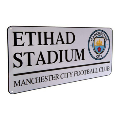 Manchester City Fc Official Football Metal Street Sign White/black (One Size) from B&Q