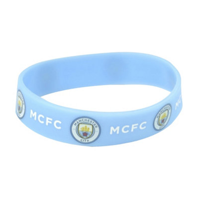  - Manchester City Fc Official Football Silicone Wristband Light Blue (One Size)