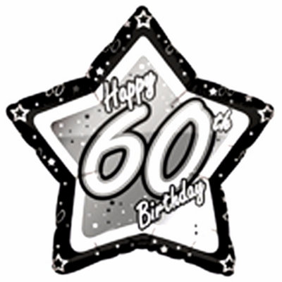Creative Party Happy 60Th Birthday Black/silver Star Balloon Black/silver (18In) from B&Q