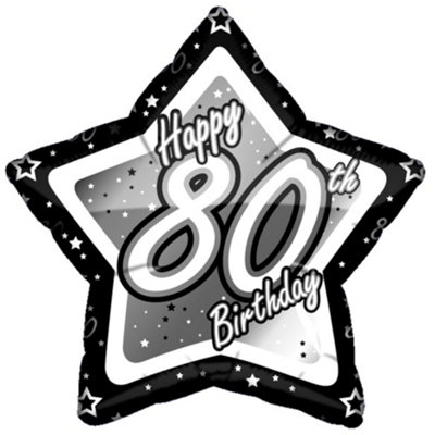 Creative Party Happy 80Th Birthday Black/silver Star Balloon Black/silver (18In) from B&Q