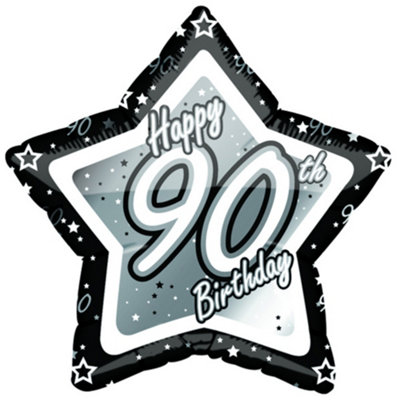 Creative Party Happy 90Th Birthday Black/silver Star Balloon Black/silver (18In) from B&Q