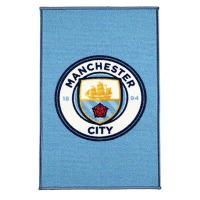 Manchester City Fc Official Football Crest Rug Multicoloured (One Size) from B&Q