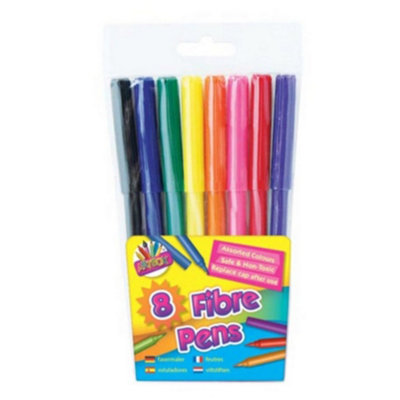 Artbox 8 Fine Tip Fibre Colouring Pens Multicoloured (One Size) from B&Q